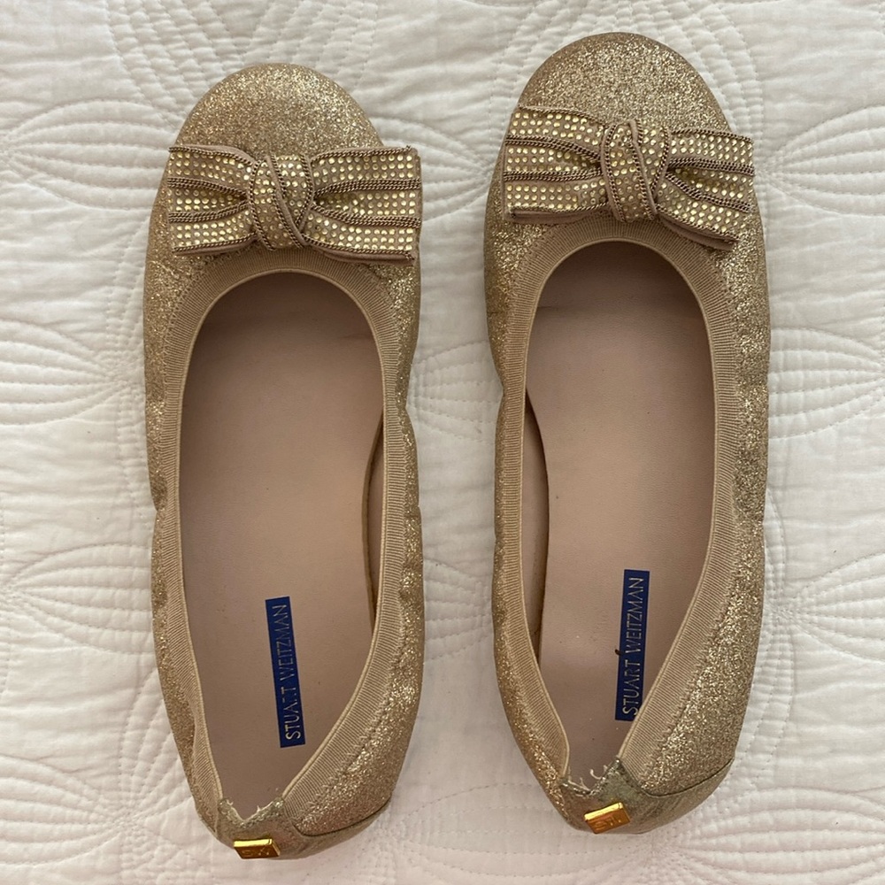 Stuart Weizmann gold ballet flats